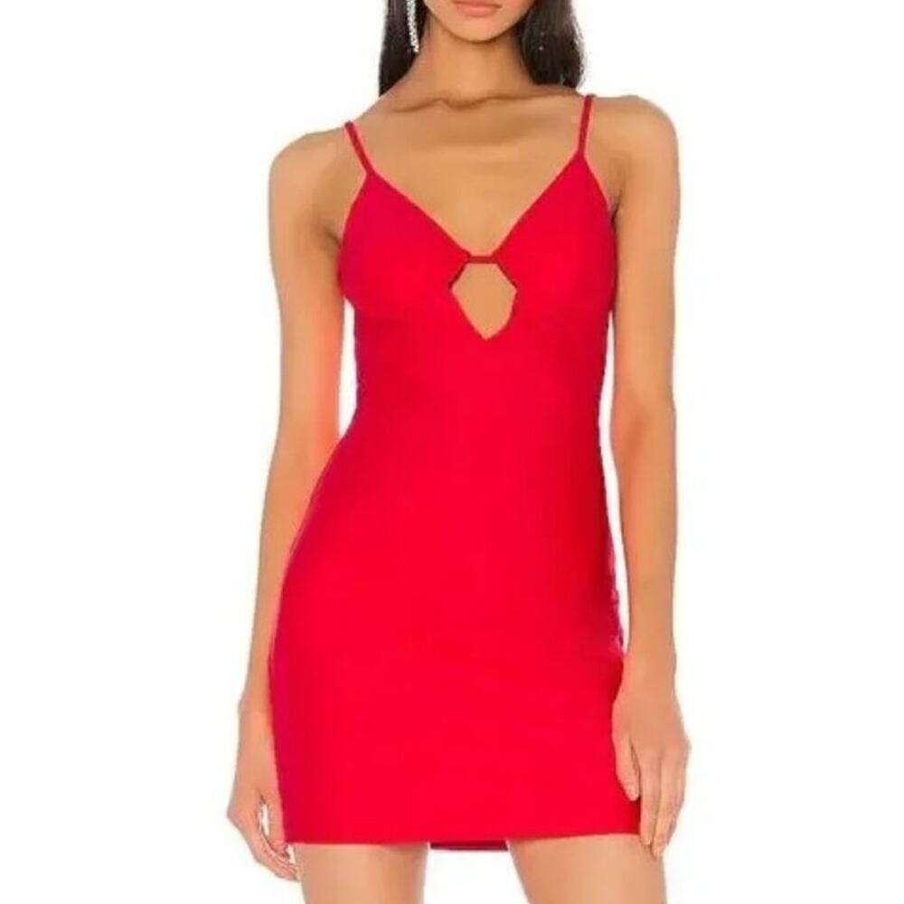 h:ours Havana Red Cutout Bodycon Mini Dress XXS Revolve Party